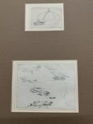 E.W. Cooke, British (1811-1880): Maritime pencil studies, Fishermen Hauling Nets x 2, Le Havre