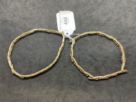 Jewellery: Yellow metal matching pair of spring loaded link bracelets test as 9ct gold, width 4.5mm.