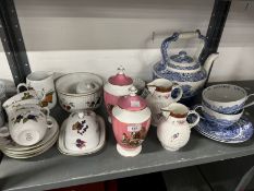 20th cent. Ceramics: Royal Worcester Evesham four cups and saucers, butter dish, milk jug, sugar