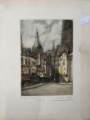 Early 20th cent. Marcel Augis etchings in colours, various scenes in Northern France dated between