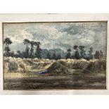 19th cent. Watercolours & Pastels: S.B. Fairbrother - style of - Landscape with Cart, English School