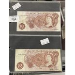 Numismatics: GB banknotes four circulated Fforde 1d notes, five Page uncirculated Isaac Newton £1