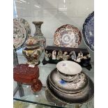 19th cent. and later Oriental items to include Famille Rose vase (A/F), crackleware ginger jar,