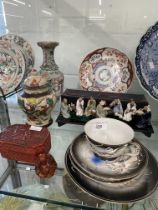 19th cent. and later Oriental items to include Famille Rose vase (A/F), crackleware ginger jar,