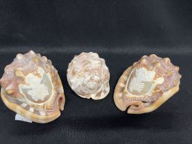 Objects of Virtu: Carved Carnelian shell cameo in the Neo-Classical style. 4ins. (3)
