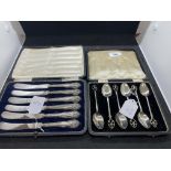 Hallmarked Silver: Flatware set of six coffee spoons with Celtic design handles. Weight 1.84oz. Plus