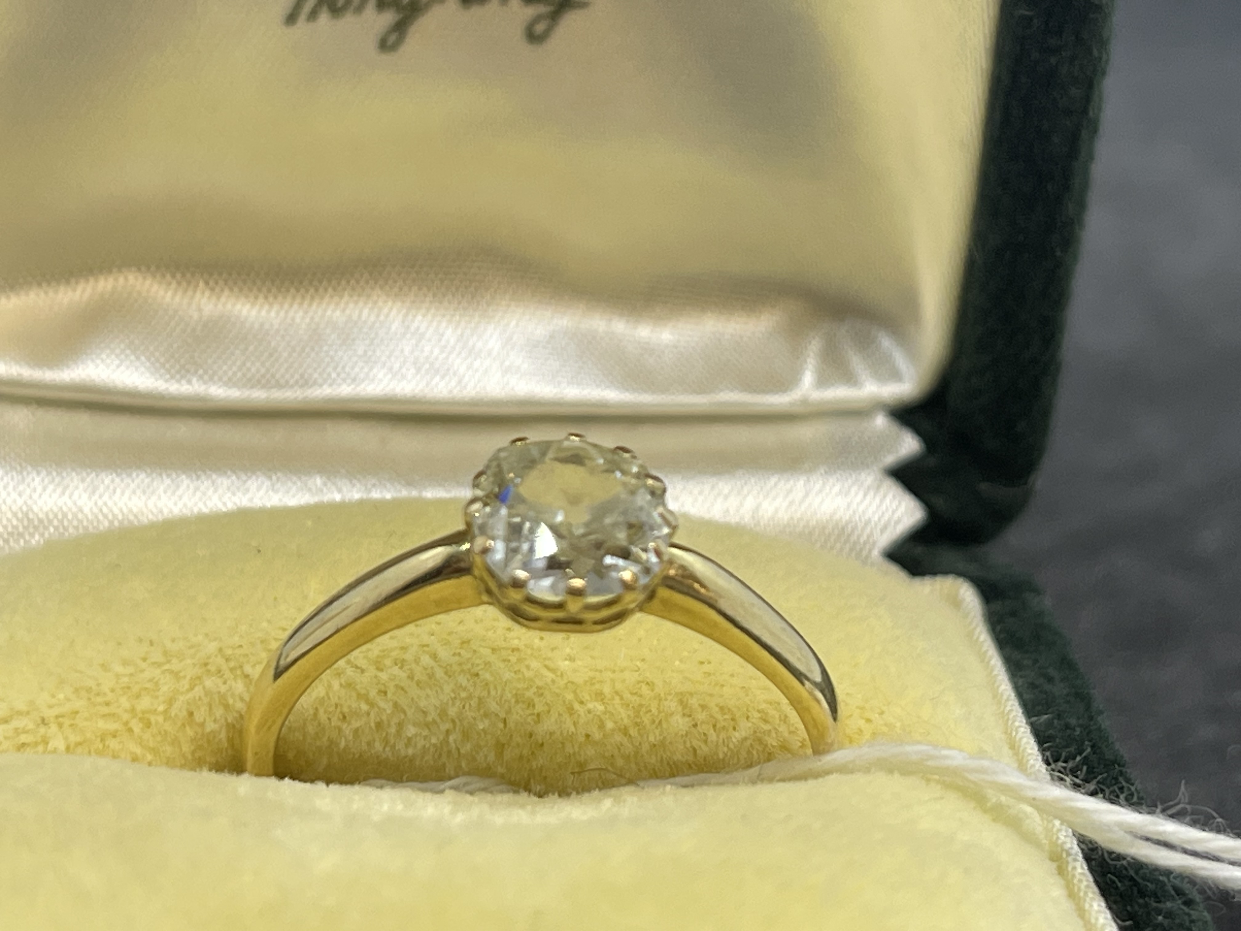 Jewellery: Yellow metal ring set with an old cut diamond, estimated weight 1.60ct, colour M, tests - Image 2 of 4