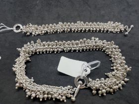 Hallmarked Jewellery: Silver necklace and bracelet set 'Horace'. 14ins and 7ins long. Total weight