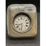 Hallmarked Silver Watches: Gentleman's chromium pocket watch in leather planished case.