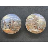 19th cent. Prattware pot, lid covers 'Forging the Stream' (base with chip) and 'Preparing for the