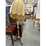 Lighting: Early 20th cent. Empire style gilt brass and white bakelite standard lamp, centre column