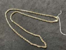 Hallmarked Jewellery: 9ct gold Byzantine link chain. Length 20ins. Weight 17.7g.