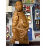 20th cent. Sculpture: Mabel Pakenham-Walsh, British (1937-2013) figural wood carving 'Justice'