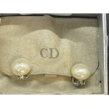 Jewellery: Christian Dior clip on pearl earrings, boxed.