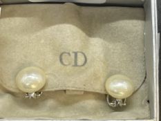 Jewellery: Christian Dior clip on pearl earrings, boxed.