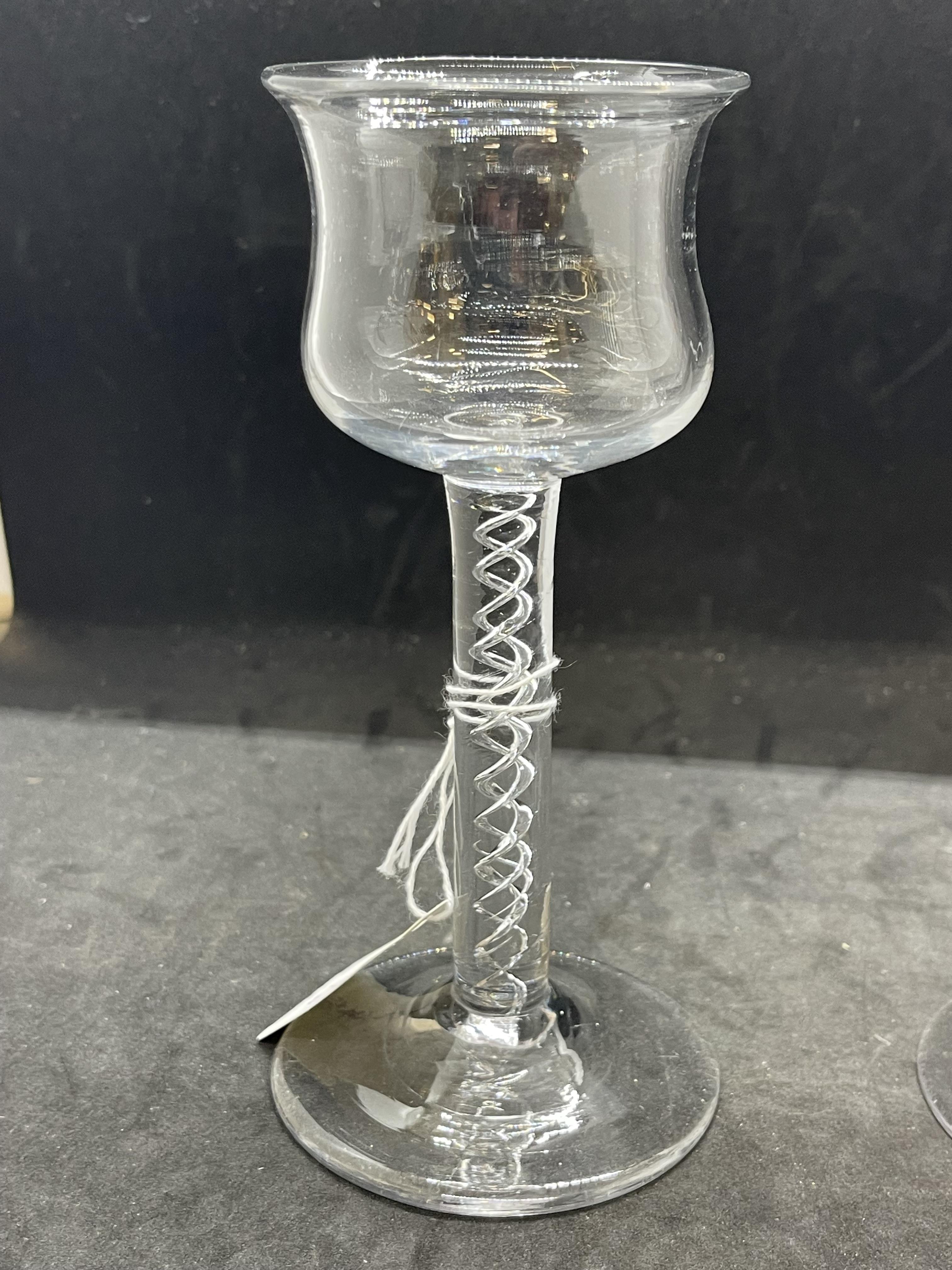 Glassware: 19th cent. Air twist wine/port glasses, rounded foot. 6ins. - Image 3 of 3