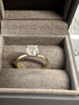 Hallmarked Jewellery: 18ct gold ring set with a single Victorian brilliant cut diamond, estimated