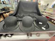Costume: Three bowler hats, Battersby & Co, Tress & Co, and one other. Plus two fedoras, Henry Heath
