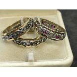 Jewellery: Three ladies 9ct gold full eternity rings, size L. 8.3g.