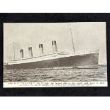 R.M.S. TITANIC: Unusual F. Lazarus and Son advertising card S.S. Titanic Largest Ship in The World