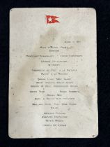 R.M.S. TITANIC: Unique First-Class Dinner Menu from April 11th 1912, the first dinner after