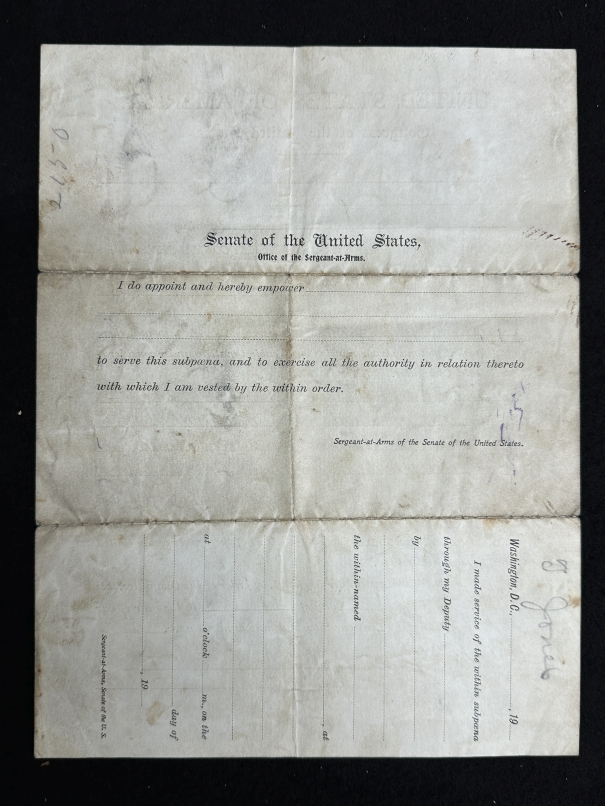 R.M.S. TITANIC: Rare Congress of The United States summons to Able Seaman Thomas Jones to appear - Image 2 of 2