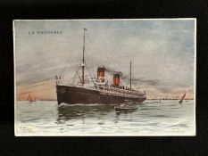 R.M.S. TITANIC: An extremely rare onboard postcard La Provence, the French liner which was the first