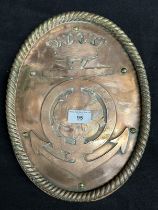 MARITIME: Rare oval copper boat badge from H.M.Y. Ophir which was commissioned for the Duke and