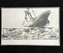 R.M.S. TITANIC: Rare Estonian postcard showing Titanic sinking, postally used in 1915.