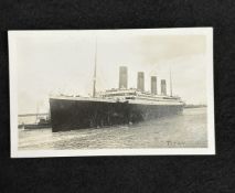 R.M.S. TITANIC: Nautical photograph agency postcard of Titanic leaving Southampton erroneously dated