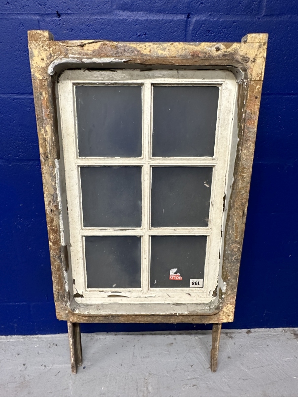 WHITE STAR LINE: R.M.S. Calgaric six panel window complete with chain mechanism. 50ins. x 27ins. - Image 3 of 3