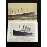 R.M.S. TITANIC: S.W. Robbins of Bristol postcard The Great Unsinkable Titanic plus one other Kraus