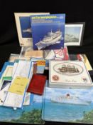 OCEAN LINER: Boxed Bank Line presentation place mats with letter of provenance, four Cunard Line