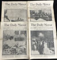 R.M.S. TITANIC: An original run of Daily Mirror newspapers April 16th, 17th, 18th and 19th 1912