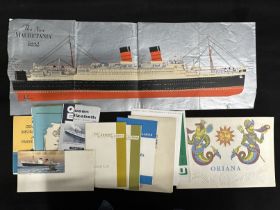 OCEAN LINER: Cunard-White Star Line R.M.S. Queen Elizabeth passenger list, deck plans, R.M.S.