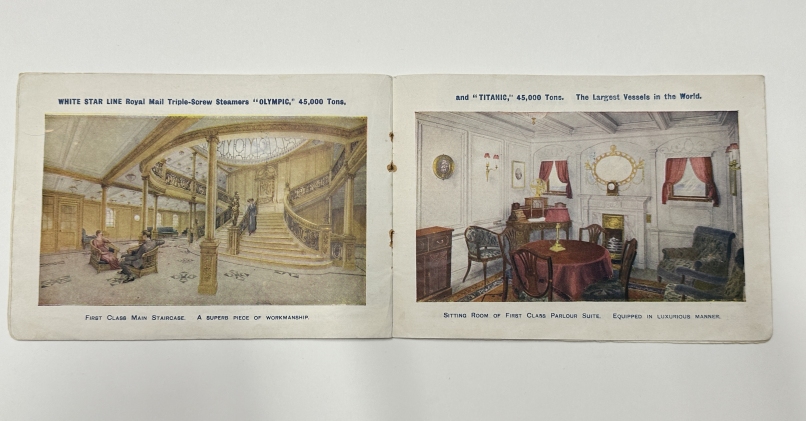 R.M.S. TITANIC: Rare 16-page original promotional brochure showing illustrations of First and - Image 3 of 5