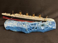 R.M.S. TITANIC: Scratch build diorama showing Titanic's wreck site. 47ins. x 12ins. Plus another