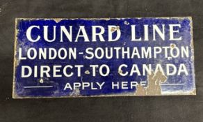 ADVERTISING: Cunard Line double sided enamel Agent's sign 'Cunard Line London - Southampton Direct