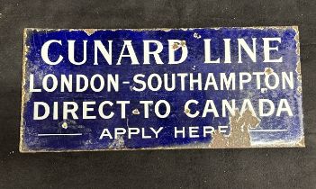ADVERTISING: Cunard Line double sided enamel Agent's sign 'Cunard Line London - Southampton Direct