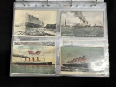 OCEAN LINER: Private collection of photographs and postcards contained within an album. Some rare