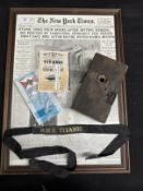R.M.S. TITANIC: Mixed lot to include reproduction hat tally, Harland and Wolff presentation coin,