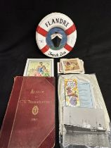 OCEAN LINER: French Line Flandre chain relief plaque in the form of a life ring, collection of