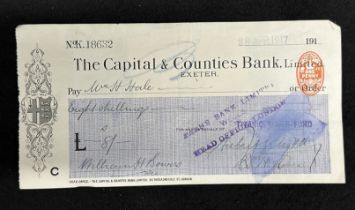 R.M.S. TITANIC: Relief Fund cheque to the family of Second-Class passenger R. Hale.