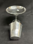 CUNARD: Superb silver plated First-Class tazza 7ins, First-Class ice bucket 5ins. (2)