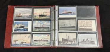 OCEAN LINER: Superb album of several hundred liner related cards including Mauretania, Lusitania,