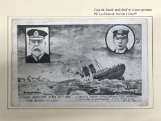 R.M.S. TITANIC: Unusual Bonner of Arcade House Whitley Bay memorial card showing Captain Smith and