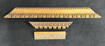 R.M.S. OLYMPIC: First-Class birch/satinwood carved acanthus and egg and tongue sections. 19ins. 8½