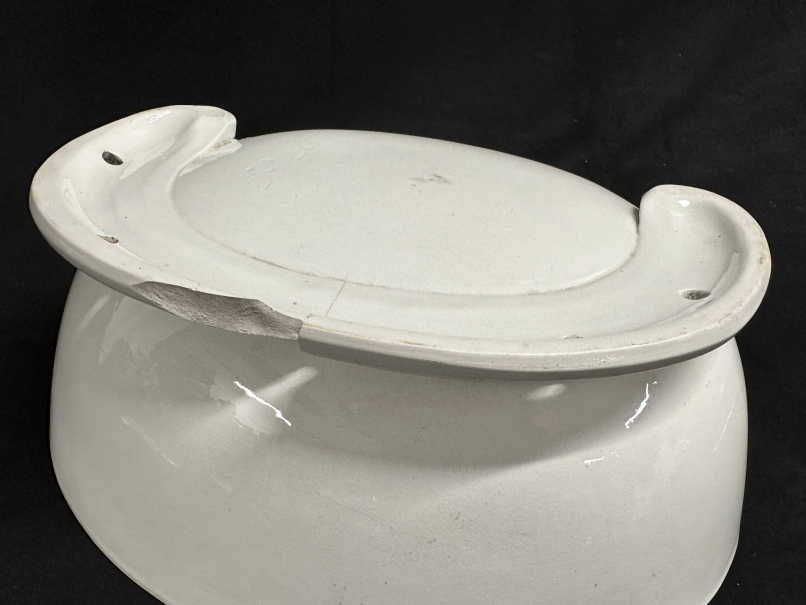 R.M.S. OLYMPIC: Original Second-Class ceramic fold-away sink, from a cabin vanity unit. White - Image 3 of 4