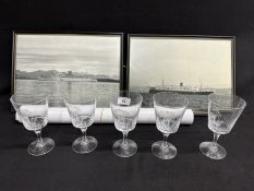 OCEAN LINER: S.S. Rotterdam 1984 World Cruise crystal goblets. Plus Andes Rigging Plan (6ft long)