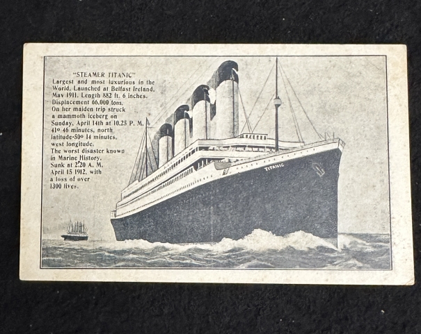 R.M.S. TITANIC: Rare Australian post-disaster Titanic card promoting The Crystal Palace 586 592